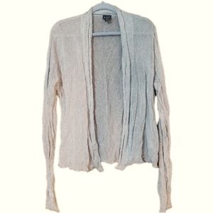 Eileen Fisher Italian yarn metallic sparkle gold crinkle open cardigan sweater S